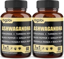 2 팩 60 캡슐 - 8050mg Ashwagandha 추출물 보충 - Fenugreek, Maca, Turmeric, Rhodiola, Ginger & Black Pepper - Spirit, Immune & Energy Support - 4 개월 공급