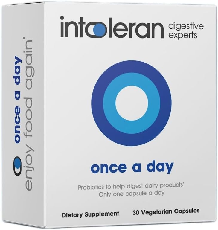 Intoleran 하루에 한 번 - 30 캡슐 | Probiotic Lactose Intolerance Supplement | Actively Produces Lactase Enzyme & Helps Digest Dairy | 하루 1 캡슐 | 6 Lactic Acid Ferments | Pure & Dairy Free