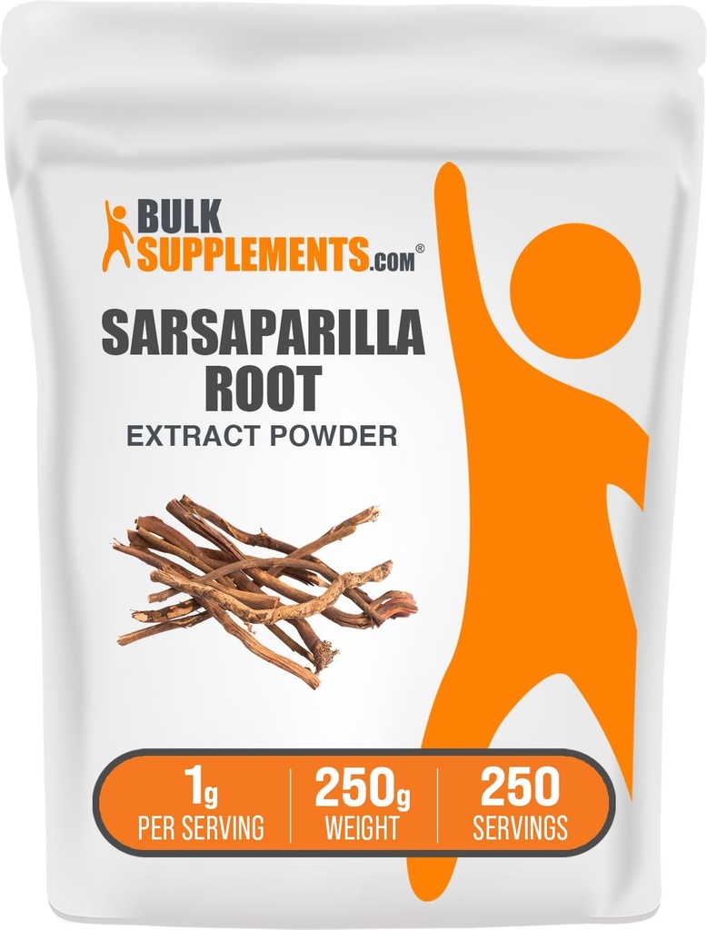 BulkSupplements.com Sarsaparilla 뿌리 추출물 분말 - Sarsaparilla Supplement, Smilax Sarsaparilla 뿌리 - 초본 & 글루텐 무료, 서빙 당 1g, 250g (8.8 oz) (팩 1)