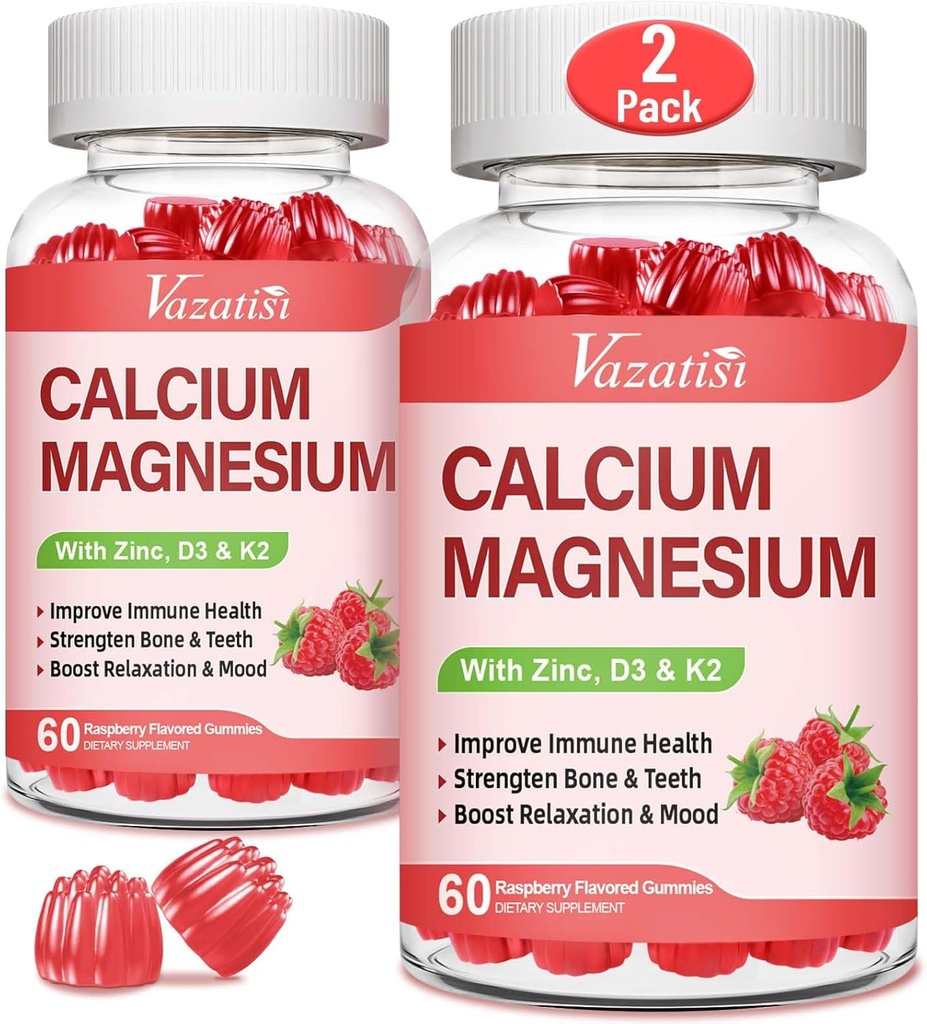 비타민 D3 & K2를 가진 칼슘 마그네슘 아연 Gummies, Immune와 Calm Mood를 위한 높은 흡수 마그네슘 Glycinate 칼륨, 딸기 풍미 120 Gummies