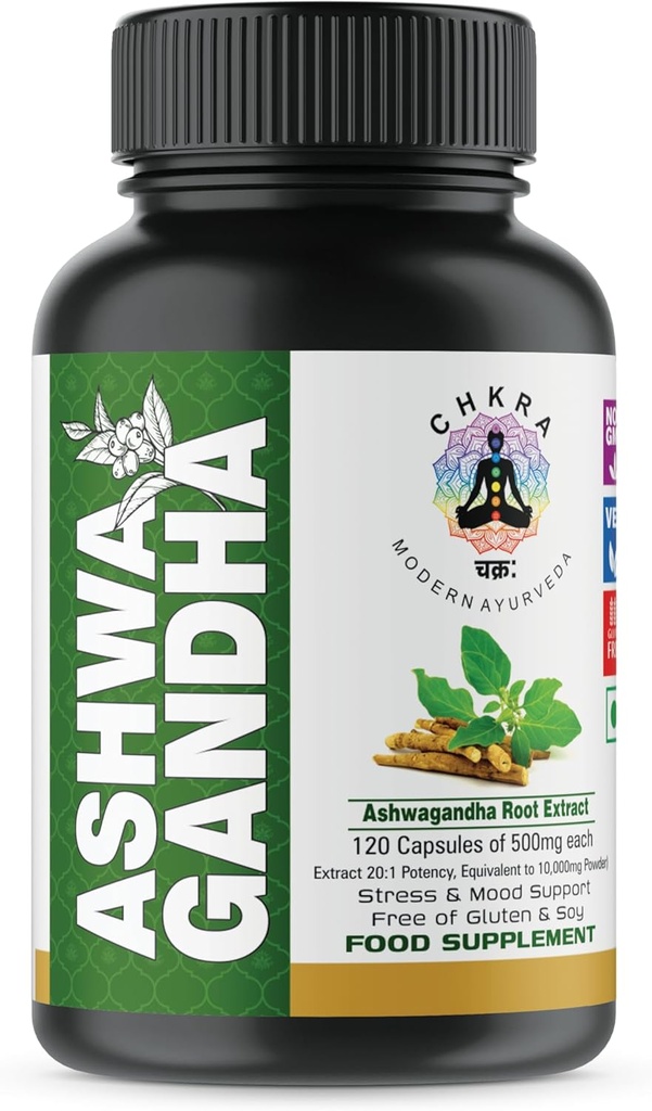 MUFASA 유기 Ashwagandha 동등한 10,000 mg - 120 Vegan 캡슐 - 순수한 유기 Ashwagandha 분말 및 뿌리 추출물 캡슐 - 긴장 기복, 계류 증강 인자 - 4 달 공급