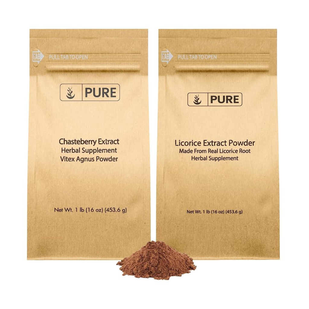 PURE ORIGINAL INGREDIENTS Chasteberry 추출 및 Licorice 추출 번들, 1 lb 각각, 비 GMO, 글루텐 무료 보충 교재