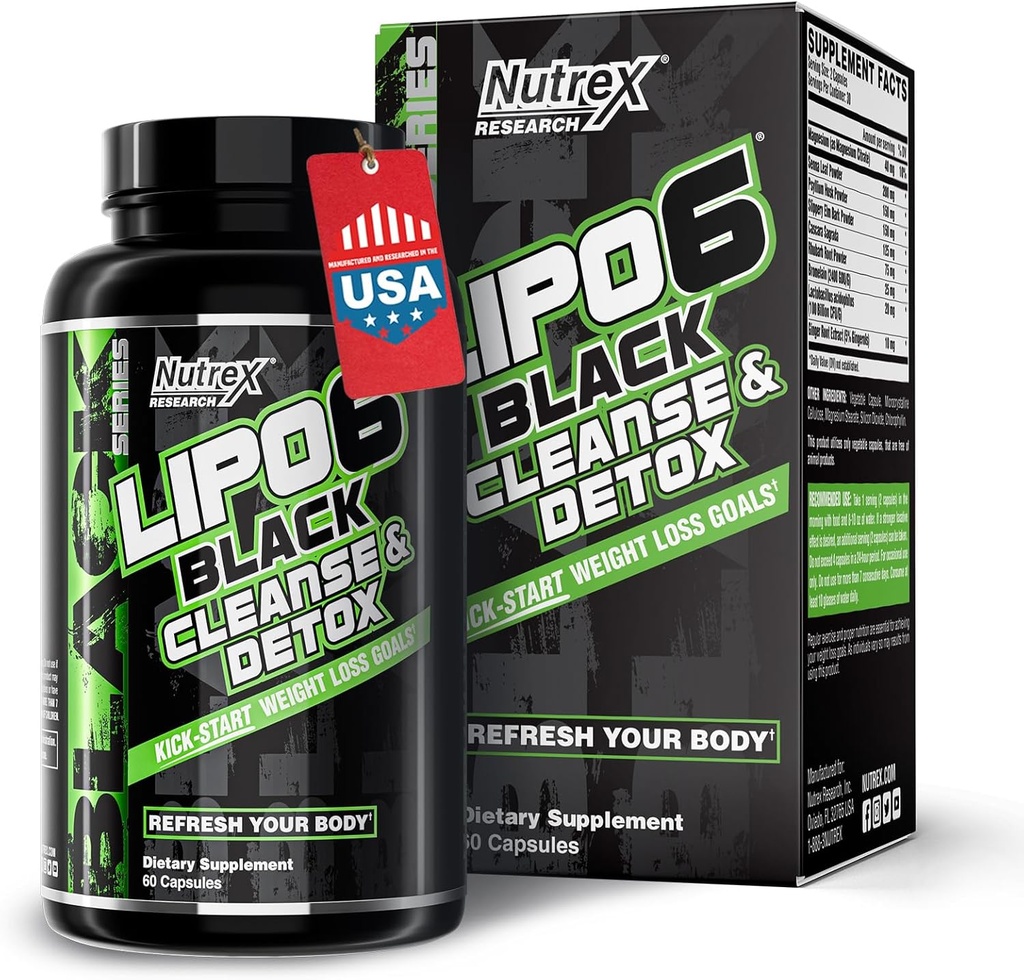 Nutrex Research Lipo-6 체중 감량 및 소화 건강을위한 Cleanse & Detox | 여성 및 남성을위한 7 일 빠르 행동 천연 콜론 클렌저 및 Detox | Bloating, Boost Energy, Ease Digestion
