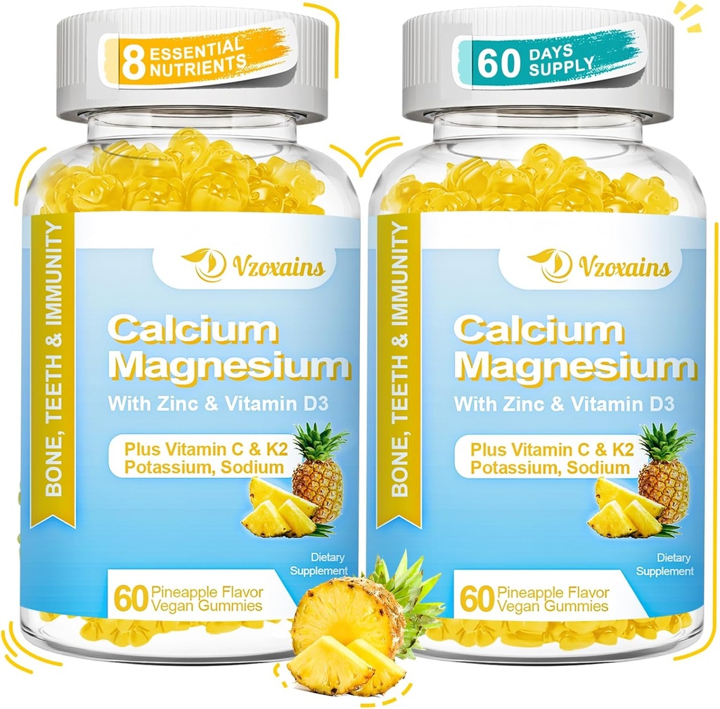높은 흡수 칼슘 Gummies, 설탕 남자와 여자를 위한 비타민 D3를 가진 자유로운 칼슘 마그네슘 Gummies, 파인애플 풍미 120 Cts