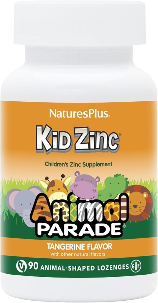 NaturesPlus 동물 Parade KidZinc, Tangerine 맛 - 90 동물 모양 Lozenges, 3 팩 - 유기 킬레이트 아연 - Vegan, 글루텐 무료 - 270 총 봉사