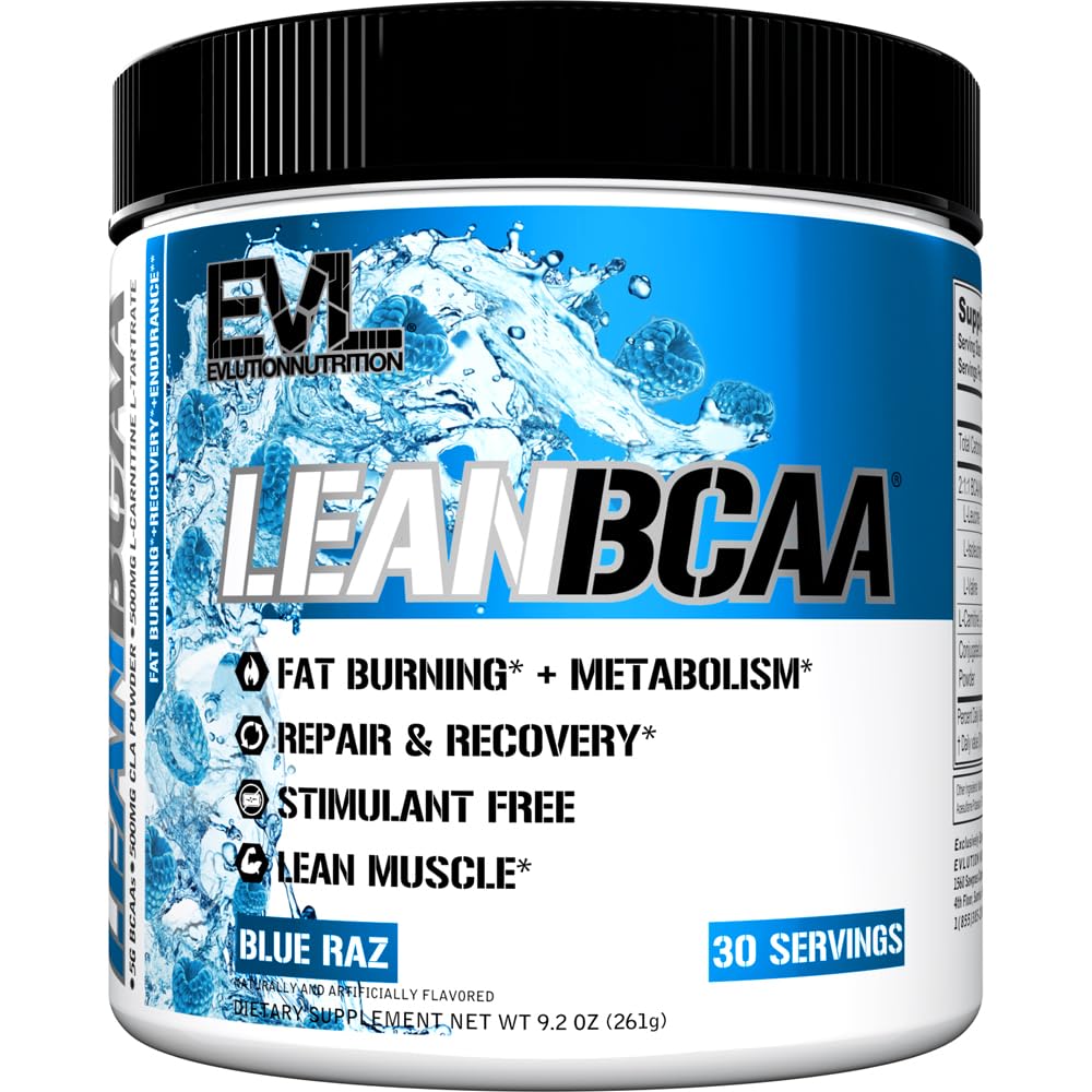 Evlution 자극제 자유로운 Lean BCAA 분말 영양 BCAAs CLA Carnitine를 가진 아미노산 분말 및 2:1: 1 분지된 사슬 아미노산은 근육 회복 뚱뚱한 화상 및 대사를 지원합니다 - 파란 Raz