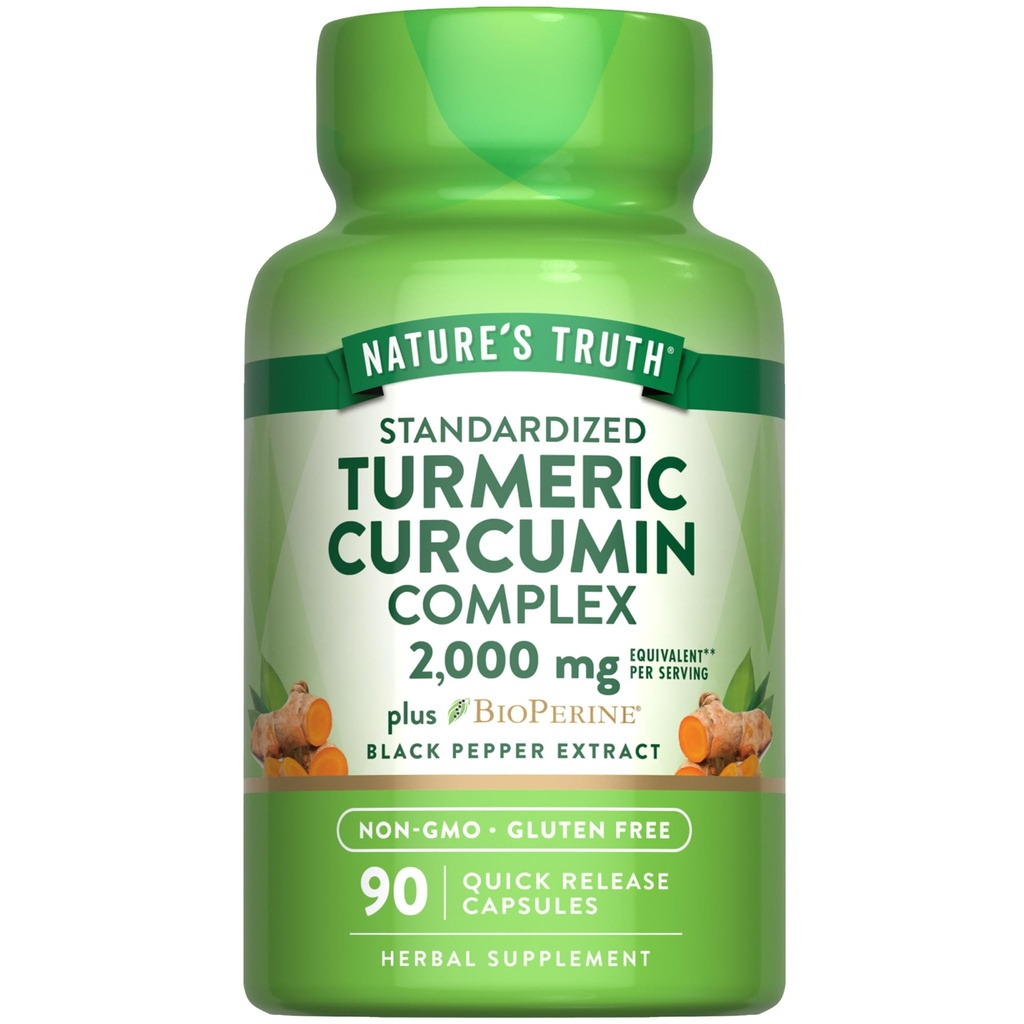 Nature's Truth Turmeric Curcumin Capsules | 90 Count | 95% 표준화된 Curcuminoids 및 Bioperine | 비 GMO 및 글루텐 무료 보충