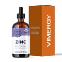 VIMERGY USDA 유기 아연은 여자 & 남자를 위한 보충 교재 (섭리 당 7.5mg 액체 아연) 빠른 흡수 면역 지원, 승진시킵니다 건강한 뼈 & 피부, 간행물, 57까지 서빙 (115 mL)