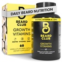 Beard Club - Biotin Beard Growth Vitamins - 더 두꺼운 Fuller Beard 지원, 패치 작성 - Minerals & Multi-Vitamins Help Support and Stimulate Healthier 페이셜 헤어 성장