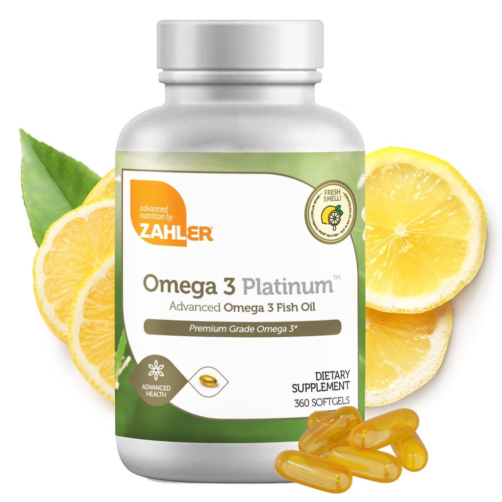 Zahler 오메가 3 생선 오일 - 오메가 3 지방산, 600 mg EPA 및 400 mg DHA와 보충제 - Kosher Tuna - 지원 뇌 및 심장 건강 (360 Softgels)