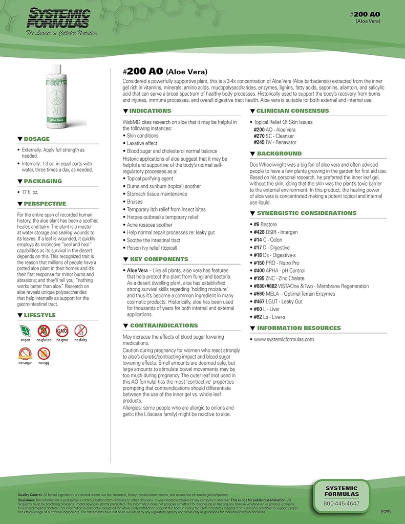 체계적인 공식 알로에 Vera #200-16 oz Digestive 건강과 웰빙을 위한 우수한 급료 - 순수한 알로에 Vera 추출물