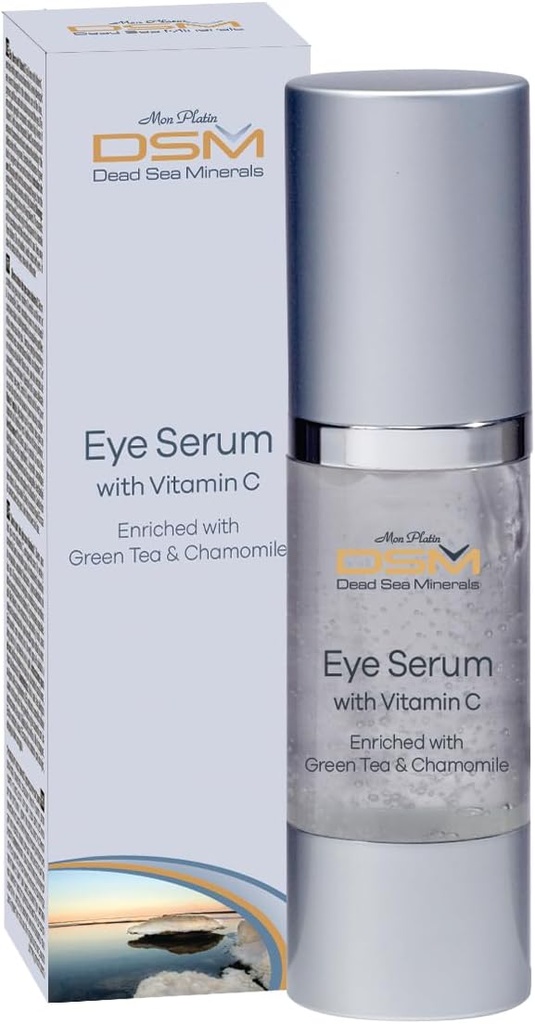 Mon Platin, DSM, Dead Sea Minerals, 민들레 혈청 아이 혈청 비타민 C, 1.02fl.oz/30ml