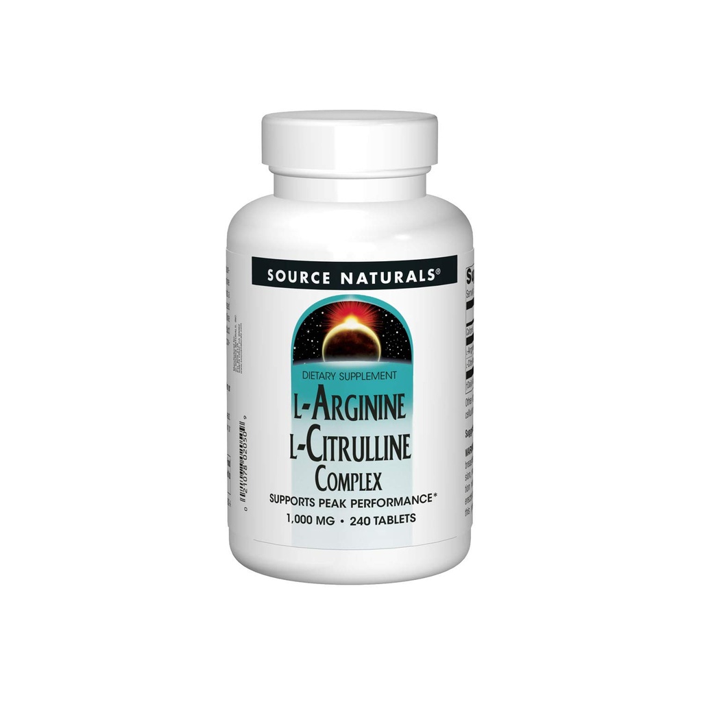 Source Naturals L-Arginine L-Citrulline Complex, 필수 아미노산 보충, 지원 피크 성능 * 1,000 mg - 240 정제