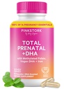 핑크 Stork DHA, Folate, Iron, Choline 및 Vitamin B12와 총 임신 비타민 - 임신성 - 민트 에센스, 60 캡슐, 1 개월 공급