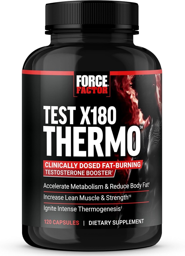 FORCE FACTOR 시험 X180 열 테스토스테론 보충교재와 뚱뚱한 가열기 남자를 위한 Metabolism를 가속하고, 몸 지방을 감소시키고, Lean 근육을 건설하고, Thermogenesis, 120의 캡슐을 증가하십시오