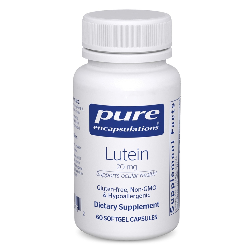Pure Encapsulations Lutein 20 mg | 건강한 시각 기능을 위한 Hypoallergenic 산화 지원 | 60 Softgel 캡슐