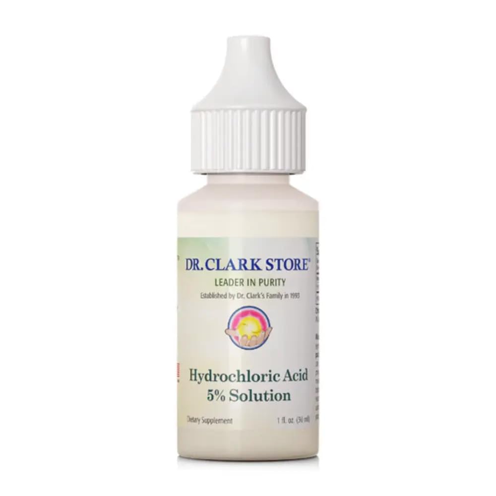 Clark Hydrochloric Acid Drops 박사 - 소화 건강, 염산 5 % 솔루션, 더 나은 흡수 및 Assimilation, 1 Fl. Oz (30 ml)에 대한 Stomach Acidity 유지