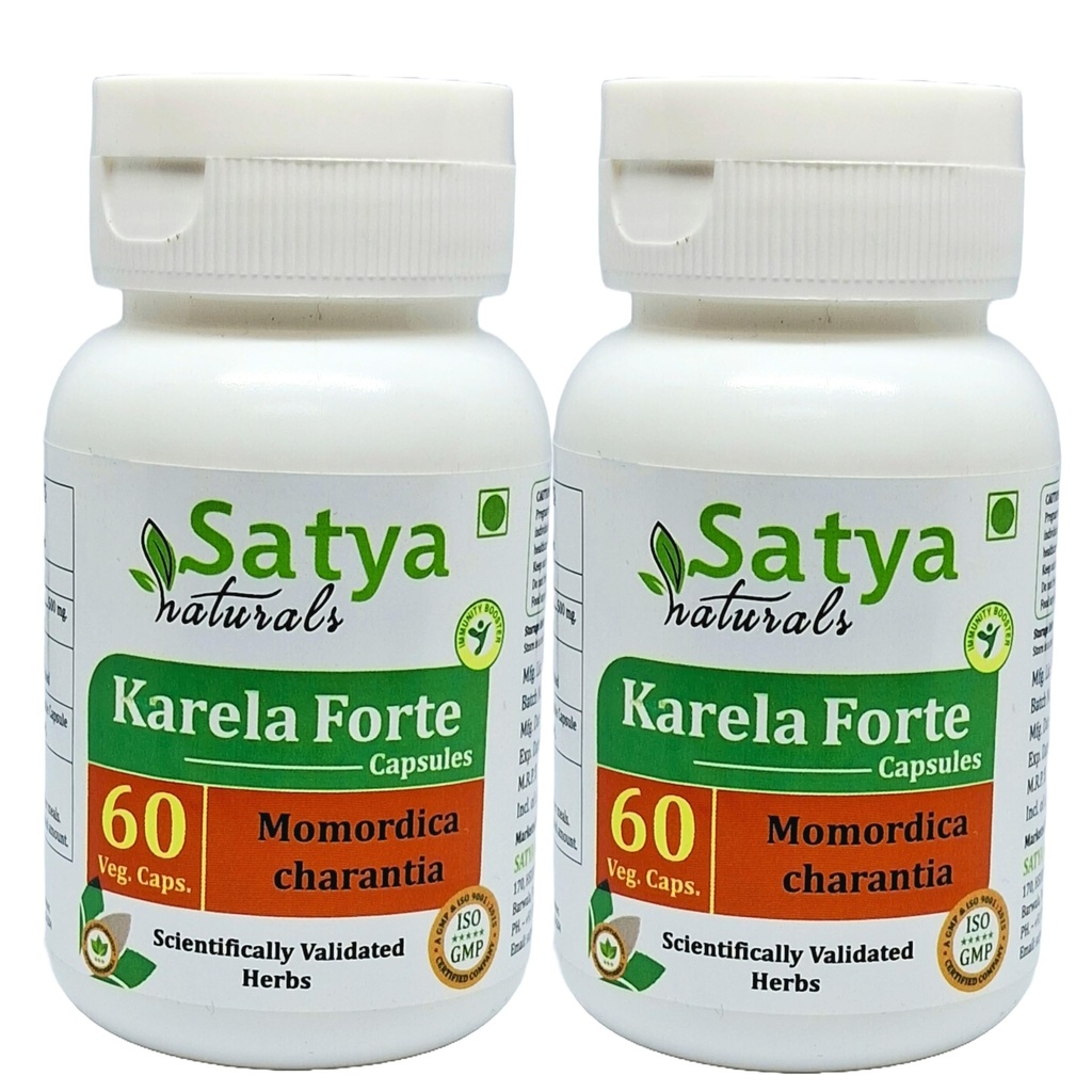 Bitter Melon Forte 캡슐 500 mg. 60 Veg. 캡슐 | Karela (Momordica Charantia) 남성과 여성에 대 한 캡슐을 추출 | Ayurvedic 초본 보충/재약 | 10:1 Forte (2 병의 60 캡슐)
