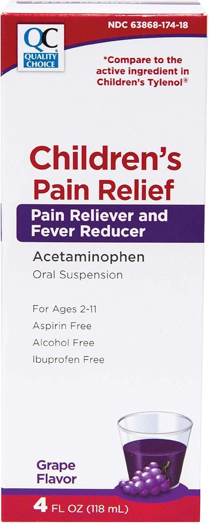 아이, 5ml, Ibuprofen & Aspirin를 위한 4fl oz Acetaminophen 160mg를 위한 질 선택 아이들의 고통 구호 & Fever 흡진기, 아이를 위한 액체 찬과 독약, 일정한 힘 OTC 약물