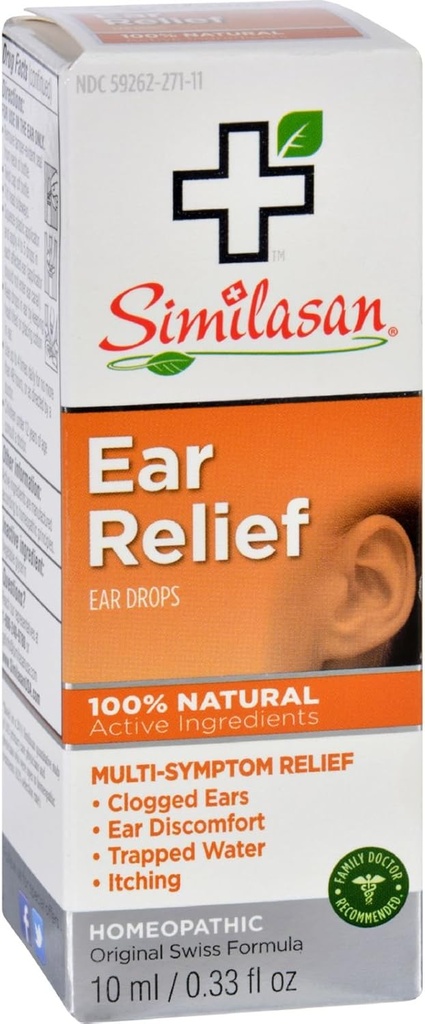 Similasan Ear Relief Ear Drops - 자연 - 막힌 귀 - 귀 불편 - Trapped Water - 가려움 - 10 ml (패키지 2)