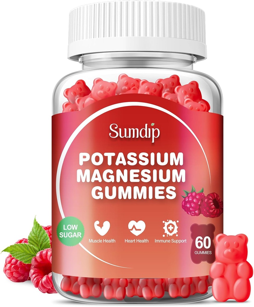 칼륨 마그네슘 마그네슘 Gummies 칼륨 보충제 높은 흡수 칼륨 시트레이트 마그네슘 시트레이트 마그네슘 시트레이트, 지원 다리 크림 근육 휴식 남자와 여자 60 Gummies, 라즈베리