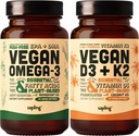 Vegan Omega 3 & Vegan 비타민 D3 + K2 보충교재 뭉치 - 식물 기초 DHA & EPA 지방산, 4000 IU 비타민 D3 및 Mk7로 100mcg 비타민 K2