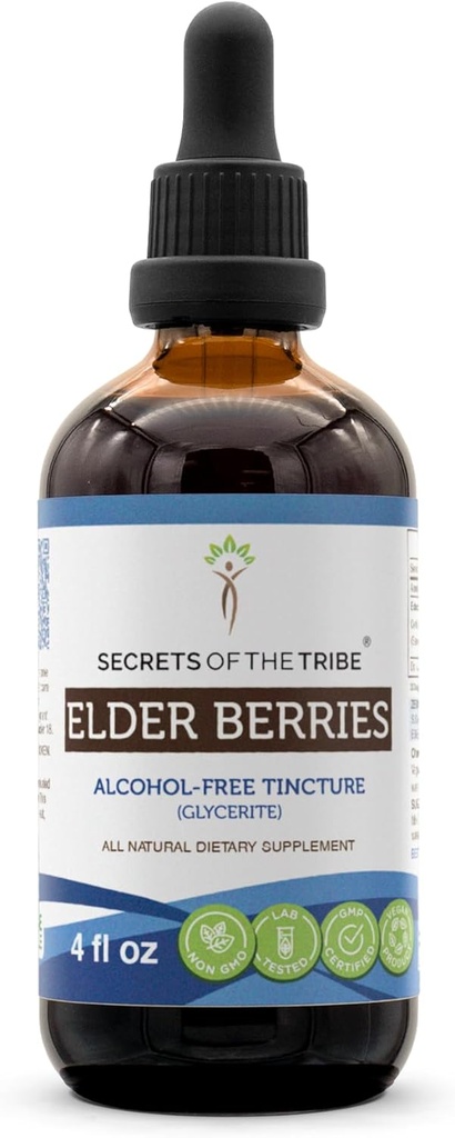 Tribe Elder Berries 알코올 프리 탄약 (Glycerite)의 비밀 678 mg Elder Berries (Sambucus Nigra) 건조 Berry (4 Fl Oz) 면역 지원 보충교재