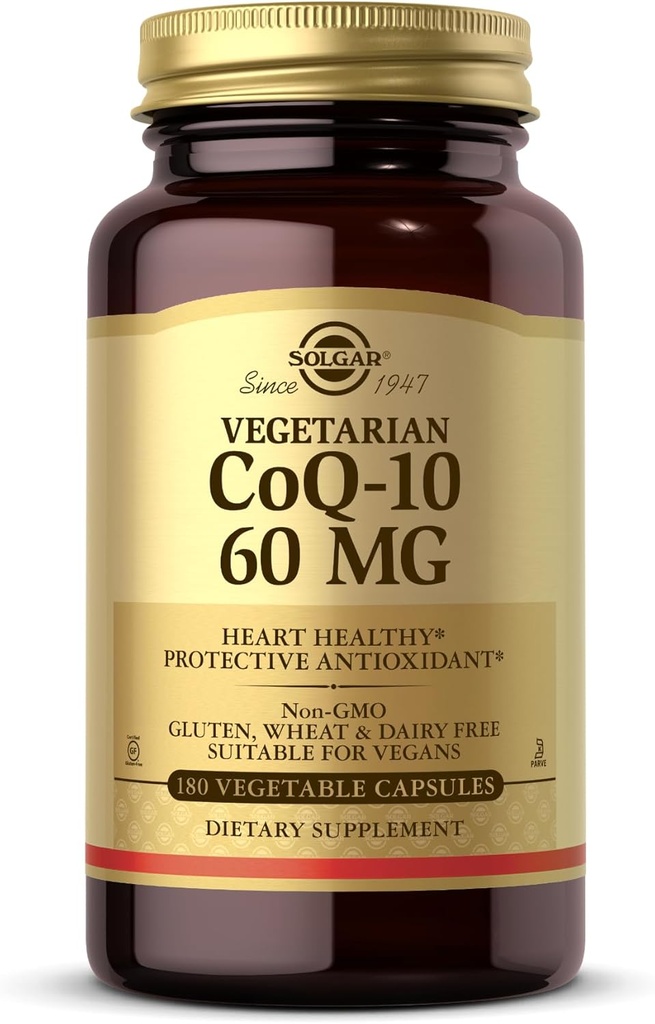 Solgar 채식 CoQ-10 60 mg - 180 야채 캡슐 - 방어 산화 방지제 - 비 GMO, 채식주의자, 글루텐 무료, 낙농장 무료, 고셔 - 180 서빙