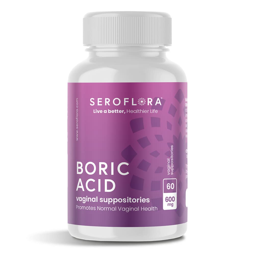Seroflora Boric 산 질 좌약 - USP 의학 급료 정밀한 분말을 가진 질 PH 균형과 냄새 통제를, 쉬운 녹고십시오, 미국에서 만든 -600 mg 60 조사
