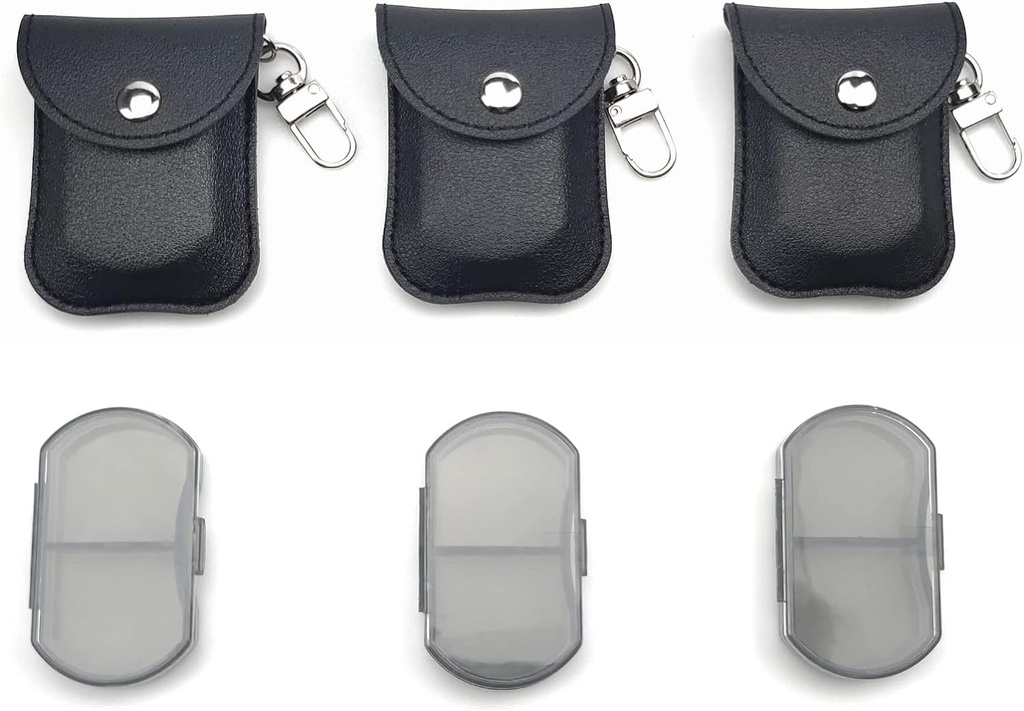 VOFOON 3 팩 작은 알약 조직자, 지갑을 위한 여행 알약 상자, Keychain 알약 홀더, 소형 알약 콘테이너, 2배 매일 휴대용 약 비타민 상자, 물고기 기름 상자, 보충교재 상자