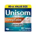 Unisom SleepTabs, 야간 수면 보조, Doxylamine Succinate, 80 정제