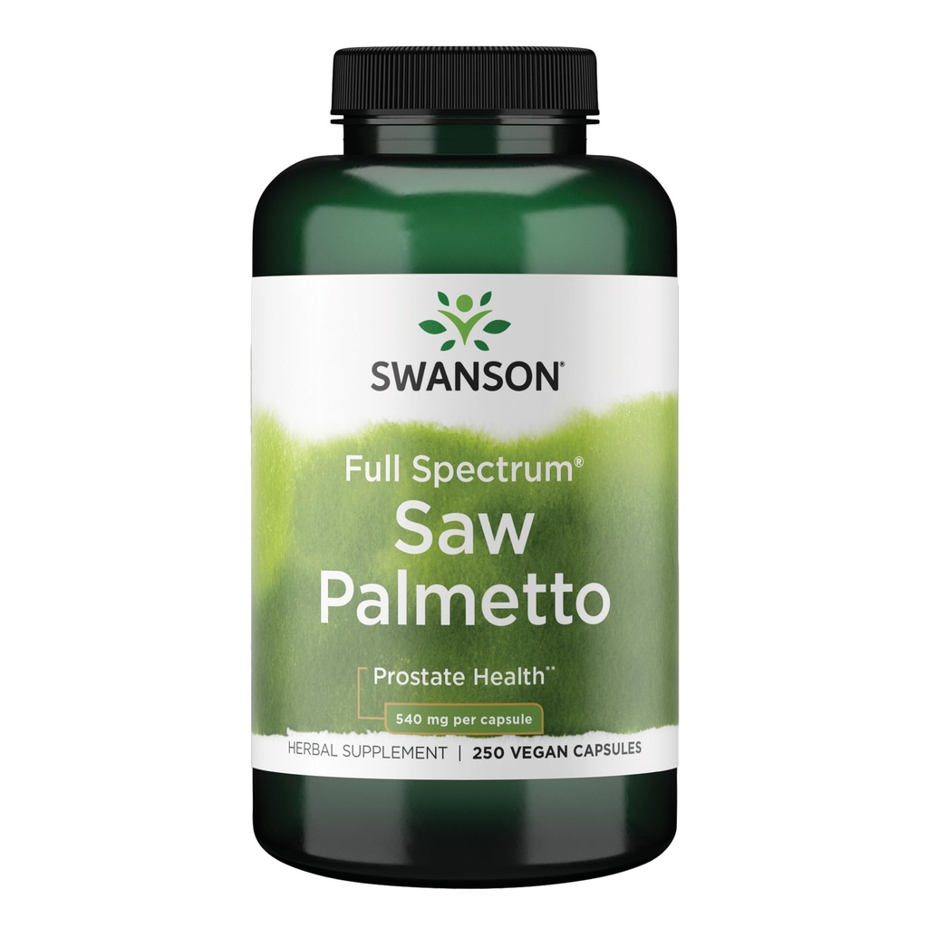Swanson Saw Palmetto - 남성 전립선 건강 지원을위한 초본 보충 - 천연 헤어 보충 및 유린 건강 지원 (540 mg 250 캡슐)