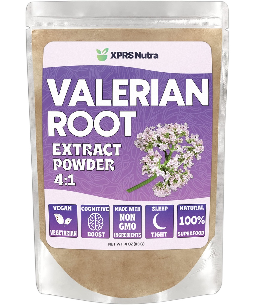 XPRS Nutra Valerian 뿌리 추출물 분말 4 : 1 - Cognition을위한 프리미엄 발레란 뿌리 분말 - Vegan Friendly Herbal Sleep Assist (4 Ounce)