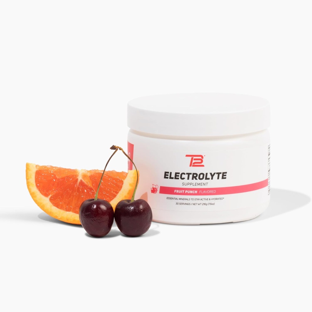 TB12 Electrolyte 분말 과일 펀치 - Tom Brady의 빠른 수분 공급을위한 무기물 Rich Electrolyte 분말 - 자연, 낮은 설탕, Vegan, 글루텐 - 무료, 믹스 - 30 서빙 (1 항아리)