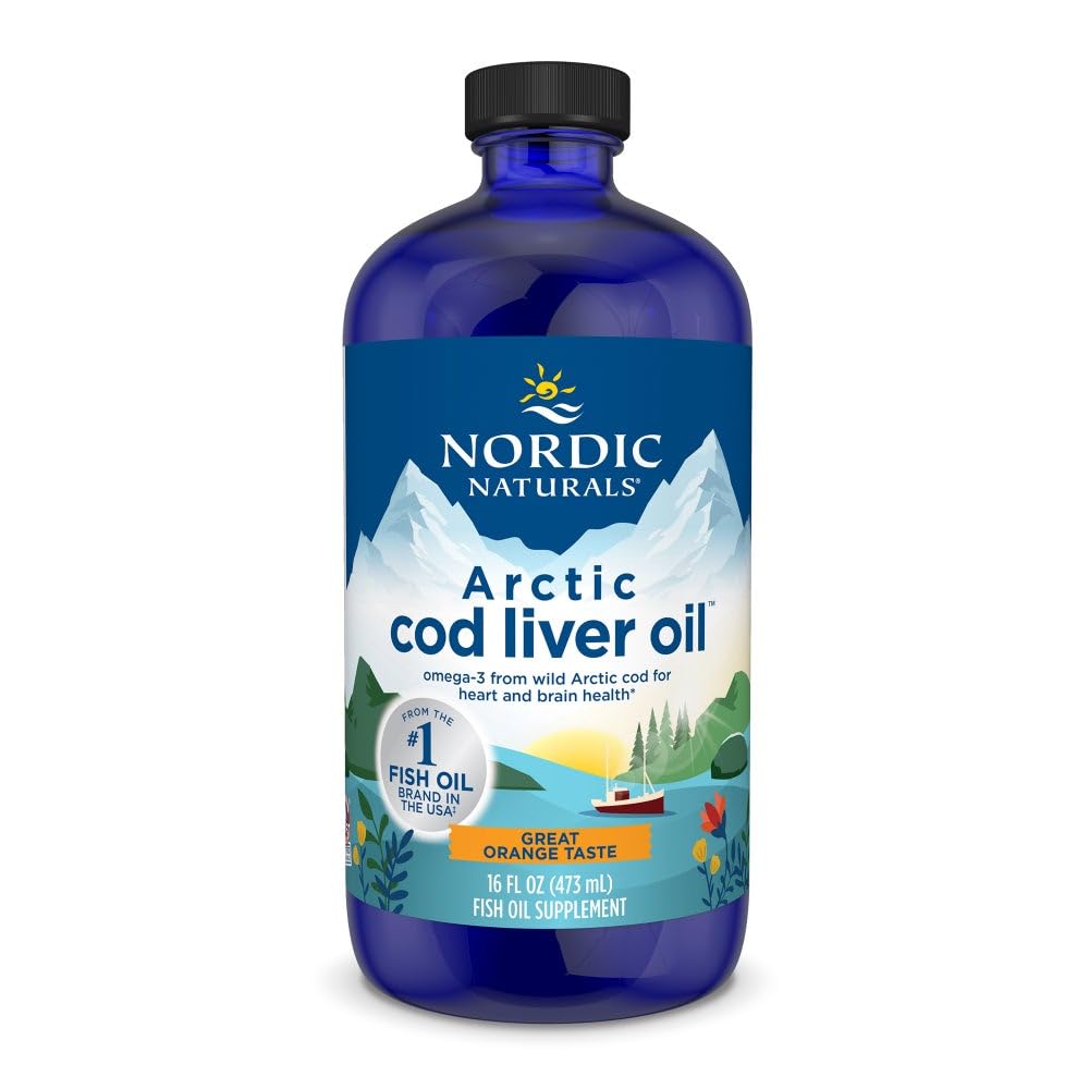 북유럽 자연 Arctic Cod Liver 오일, 오렌지 - 16 온스 - 1060 mg EPA 및 DHA와 총 오메가-3 - 심장 건강, 건강한 면역, 전반적인 웰빙 - Non-GMO - 96 서빙