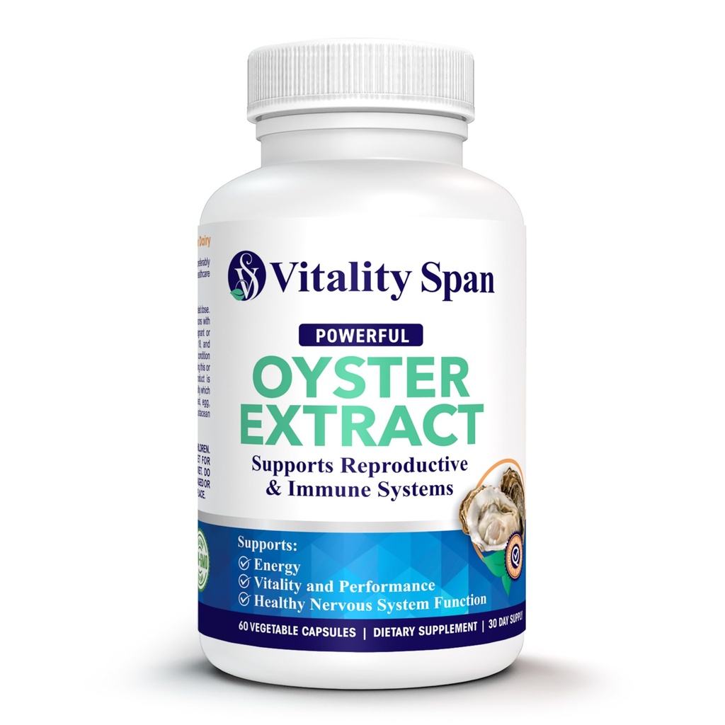 Oyster 추출물 - 남자 & 여자를 위한 순수한, 높게 집중된 보충교재 – 지원 에너지 & 면역 부스트; 아연, 타우린, 아미노 산 및 비타민, 500 mg, 미국에서 만드는 60 Veg 캡슐