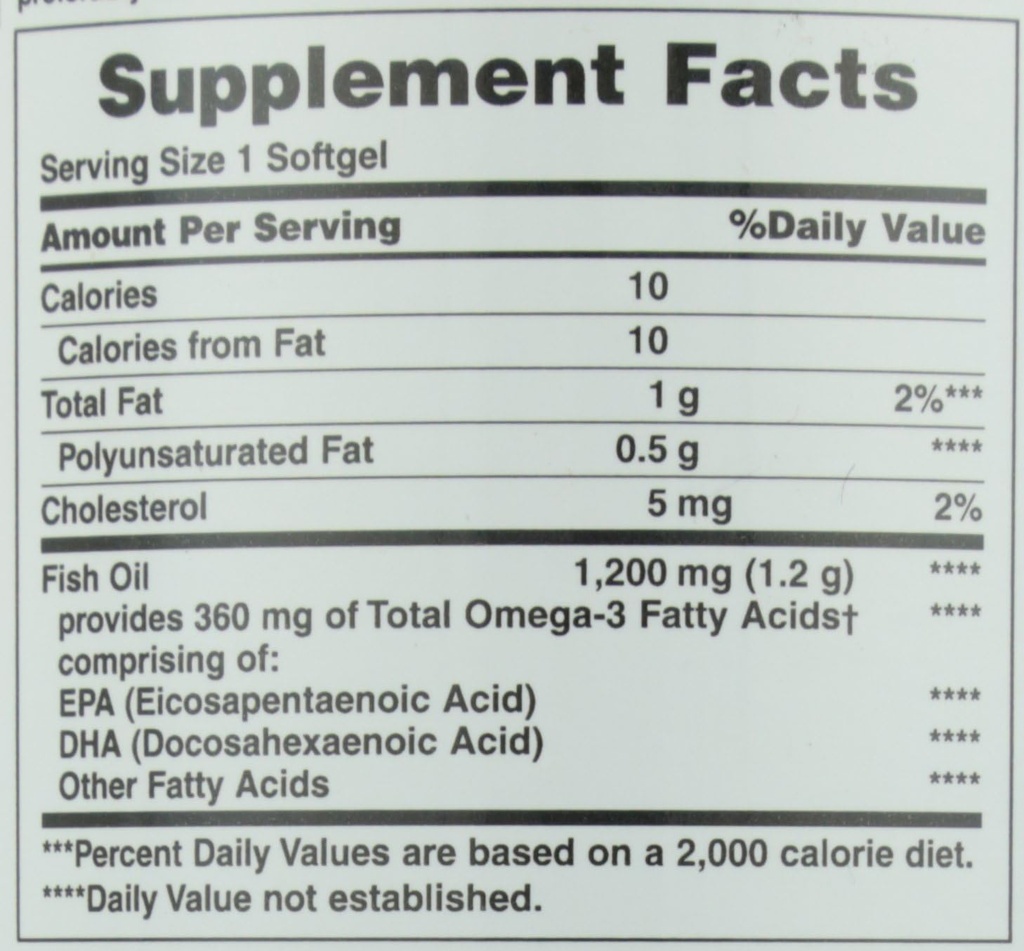 자연의 현상 물고기 기름, 지원 심장 건강, 1200 Mg, 급속한 방출 Softgels, 200 Ct (포장 2)