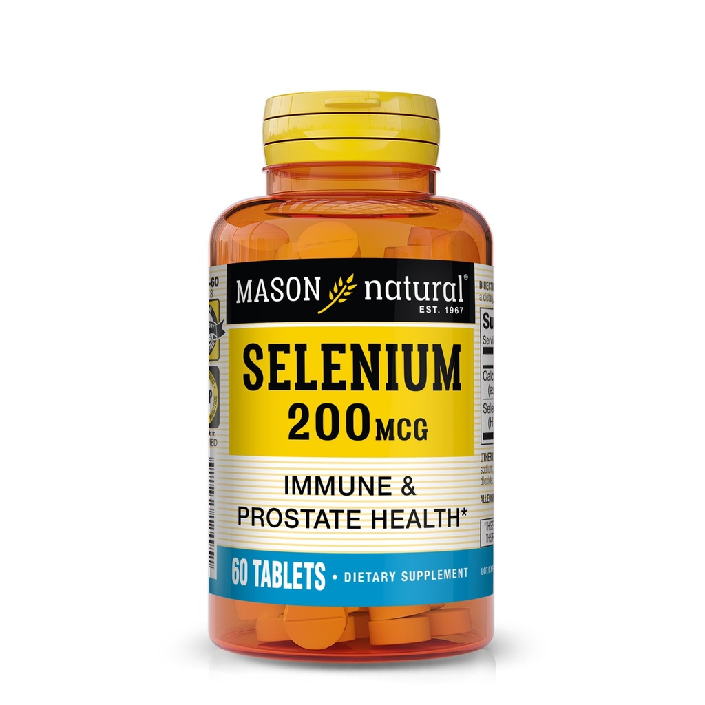 Mason 자연적인 셀레늄 200 mcg - Immune 지원 & 전립선 건강을 위한 산화 보충교재, 정유, 60의 정제