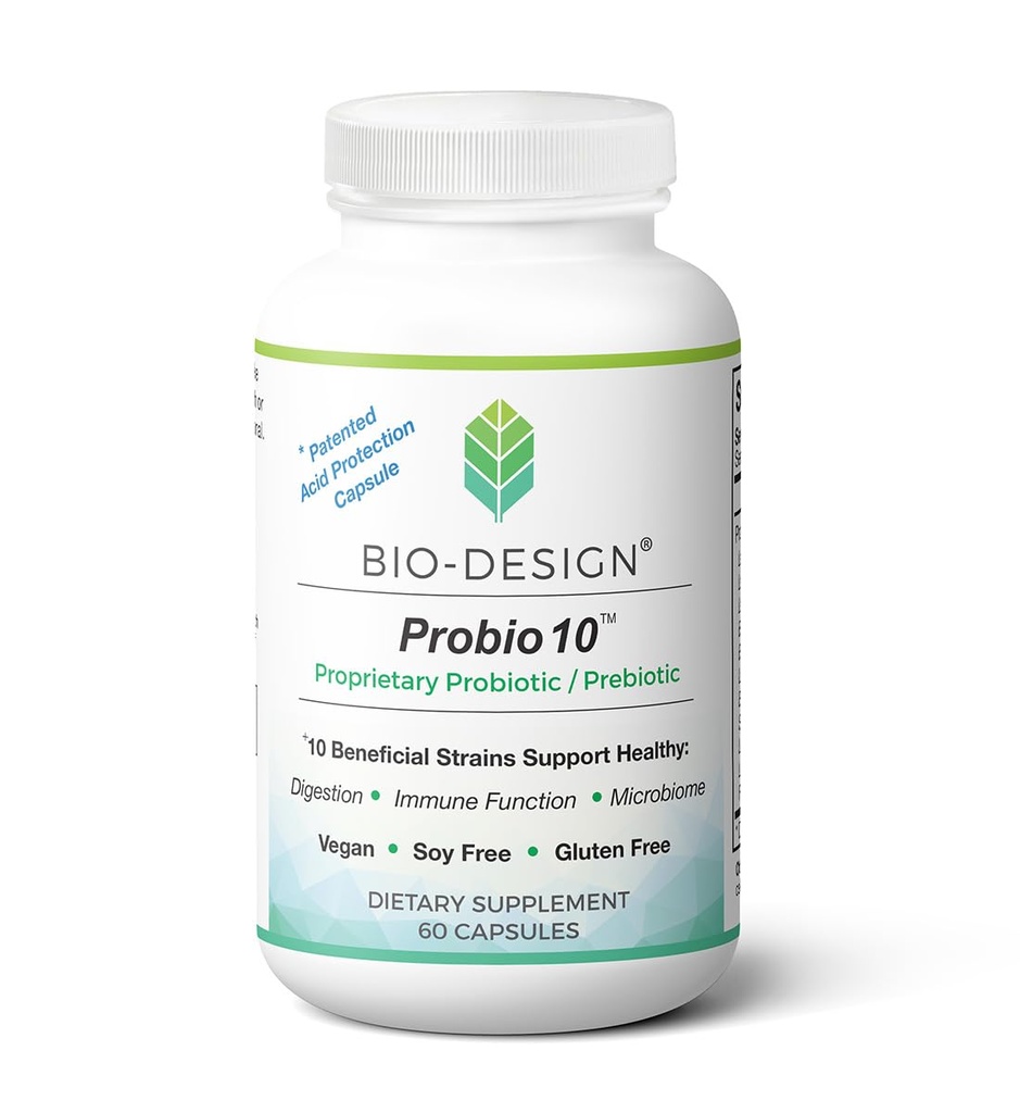 Probio10 - 매일 Probiotic & Prebiotic 보충교재 - 10억 CFU, 소화, 일정성, 면역 기능 및 Gut 건강에 있는 10의 Beneficial Strains 원조 - 60 산 저항하는 캡슐