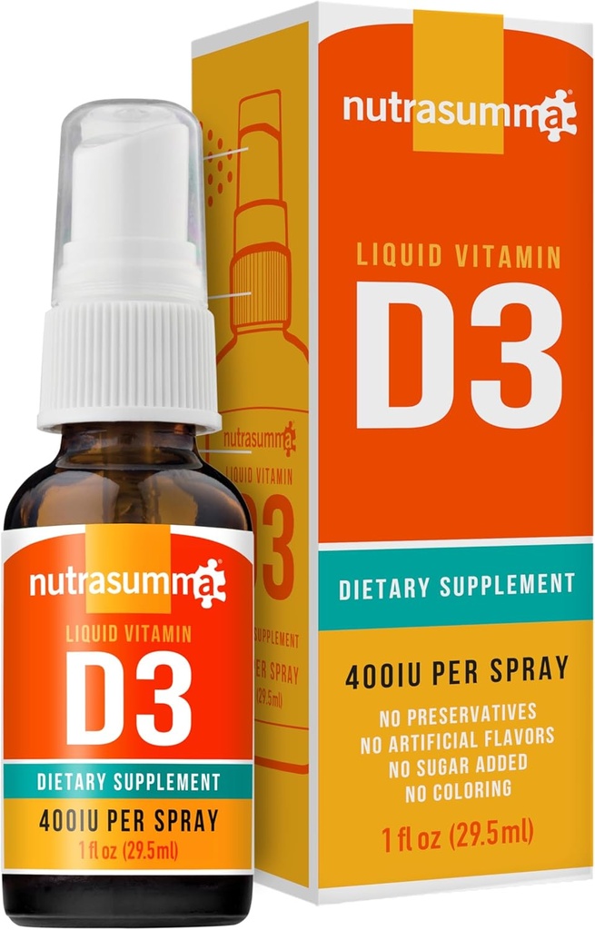 Nutrasumma 비타민 D3 1000 IU 살포 -1oz- 자연적인 높은 흡수 비율 지원 뼈 부스트 면역 체계 비타민 보충교재