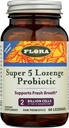 Flora - 슈퍼 5 Lozenge 프로 바이오 틱, 라즈베리 맛 구두 프로 바이오 틱, 나쁜 호흡에 좋은, 2 억 CFU, Regain 및 유지 Gut 건강, RAW, 60 Lozenges