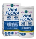 Vital Planet - Vital Flora Ultra Daily Probiotic 60 Billion CFU, 60 Diverse Strains, 7 유기 Prebiotics, Immune 지원, 여성과 남성 60 캡슐에 대한 소화 건강 선반 안정 프로바이오틱스