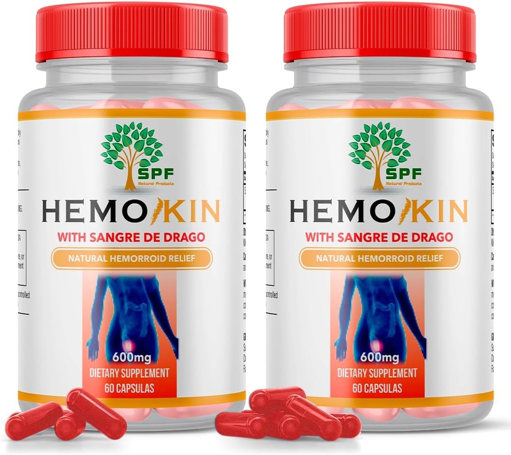 SPF HEMOKIN with Sangre de Drago – Hemorrhoid and Fissure Relief Supplement, Itching, Swelling (60 모자) 자연 제품 도움. (2)