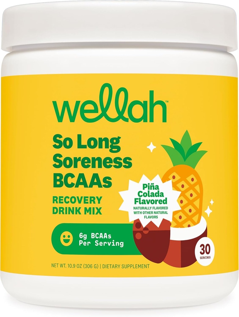 Wellah So Long Soreness BCAA 분말 (Pina Colada 맛있은) 30의 서빙 - Hydration Complex로