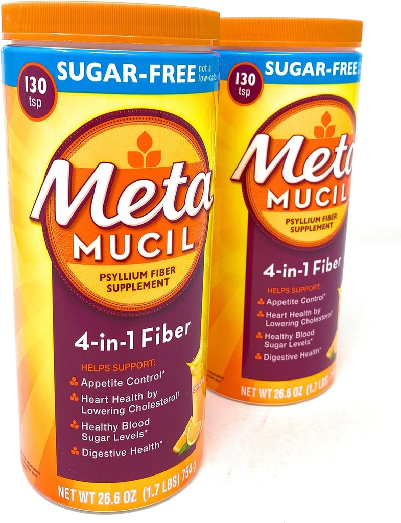 Metamucil Sugar 무료 섬유 보충교재, 주황색 매끄러운 260의 서빙