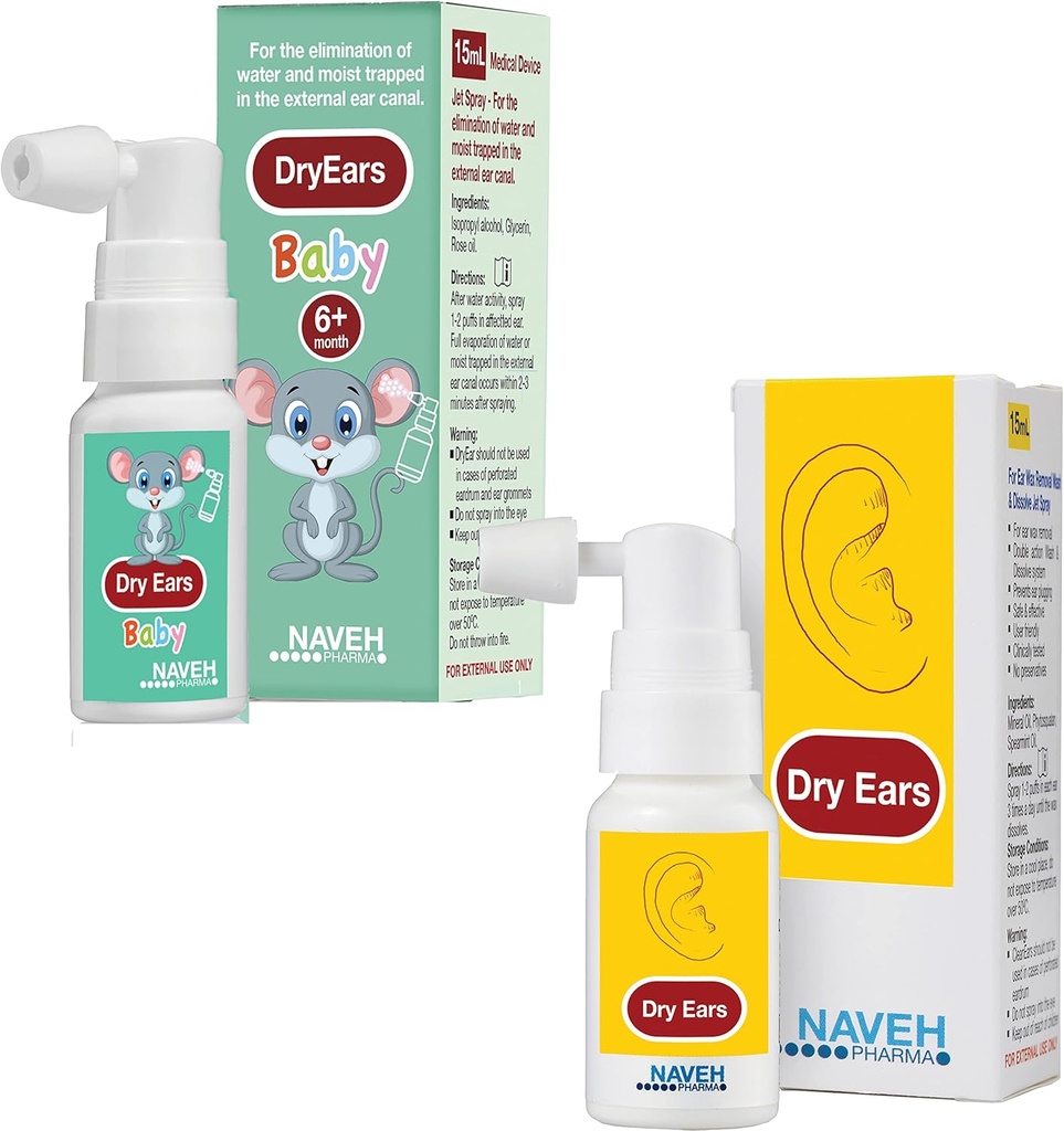 NAVEH PHARMA 건조한 귀 아기 살포 0.5 Fl Oz + NAVEH PHARMA 건조한 귀 살포 1 Fl Oz