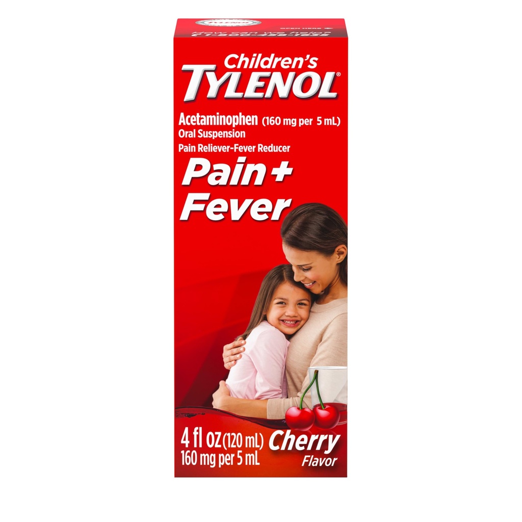 아이들의 Tylenol 액체 구두 중단 약, Acetaminophen 고통 Reliever & Fever 흡진기, Aspirin-, Ibuprofen & 알콜 자유로운, 버찌, 4 Fl. Oz