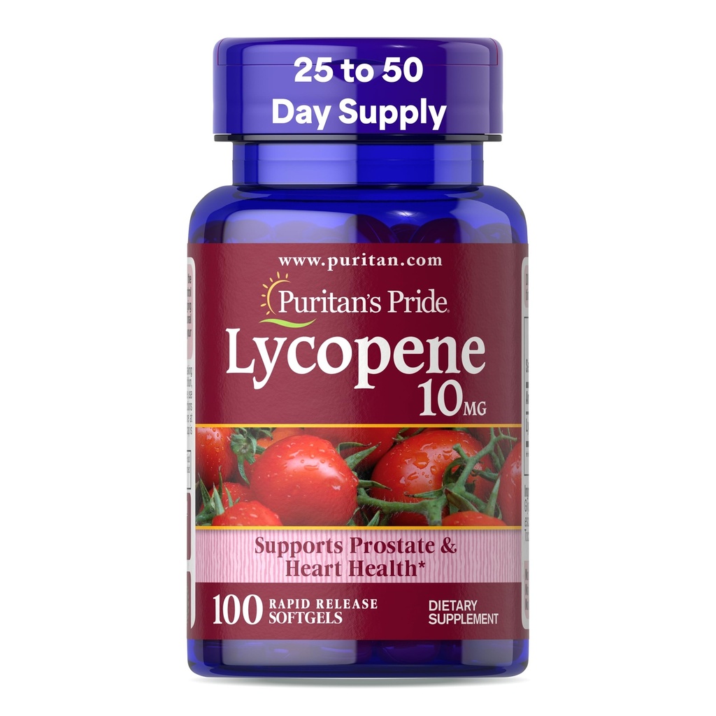 Puritan의 Pride Premium Lycopene 10mg, Prostate, Antioxidant, Heart Health 및 전반적인 건강 지원을위한 규정식 보충교재, 100 Rapid Release Softgels