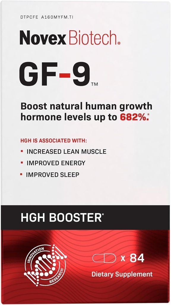 Novex Biotech GF-9 - 남자를위한 HGH 부스트 보충 - 남자를위한 운동 단지 - 지원 에너지, 내구시간, 수면, 84 Ct (21 일 공급)