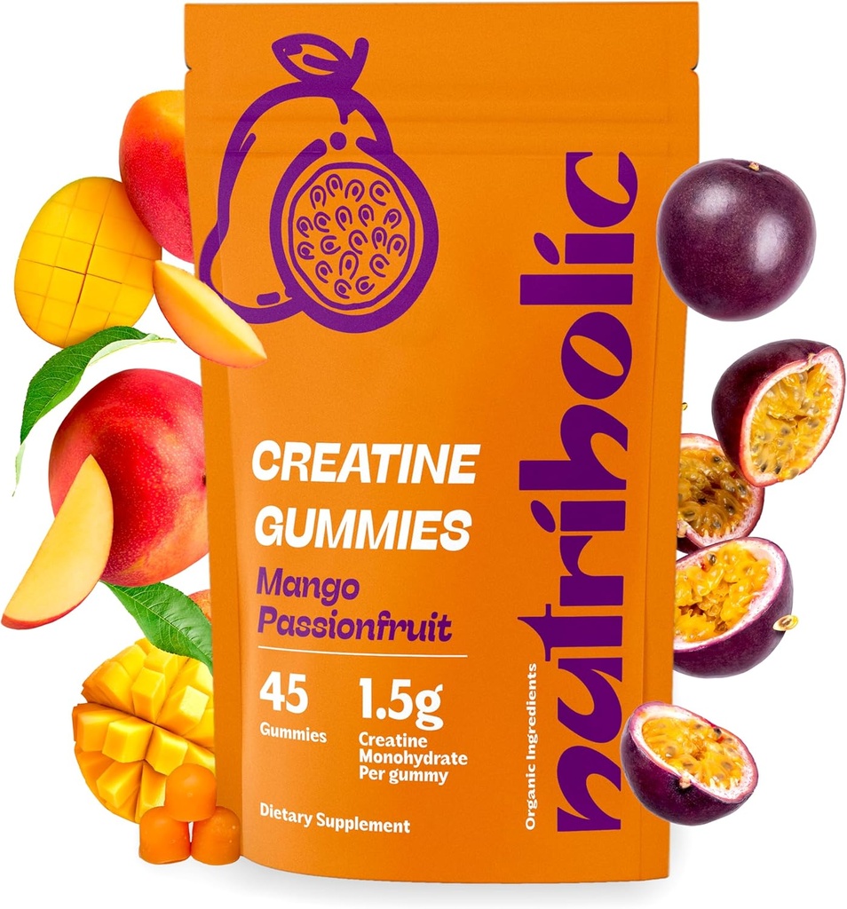 남성과 여성을위한 크레아틴 Monohydrate Gummies - Digest, Vegan, Gluten-Free, Non-GMO, Gummy 당 크레아틴 1.5g - 45ct (45 Count, Mango Passionfruit)